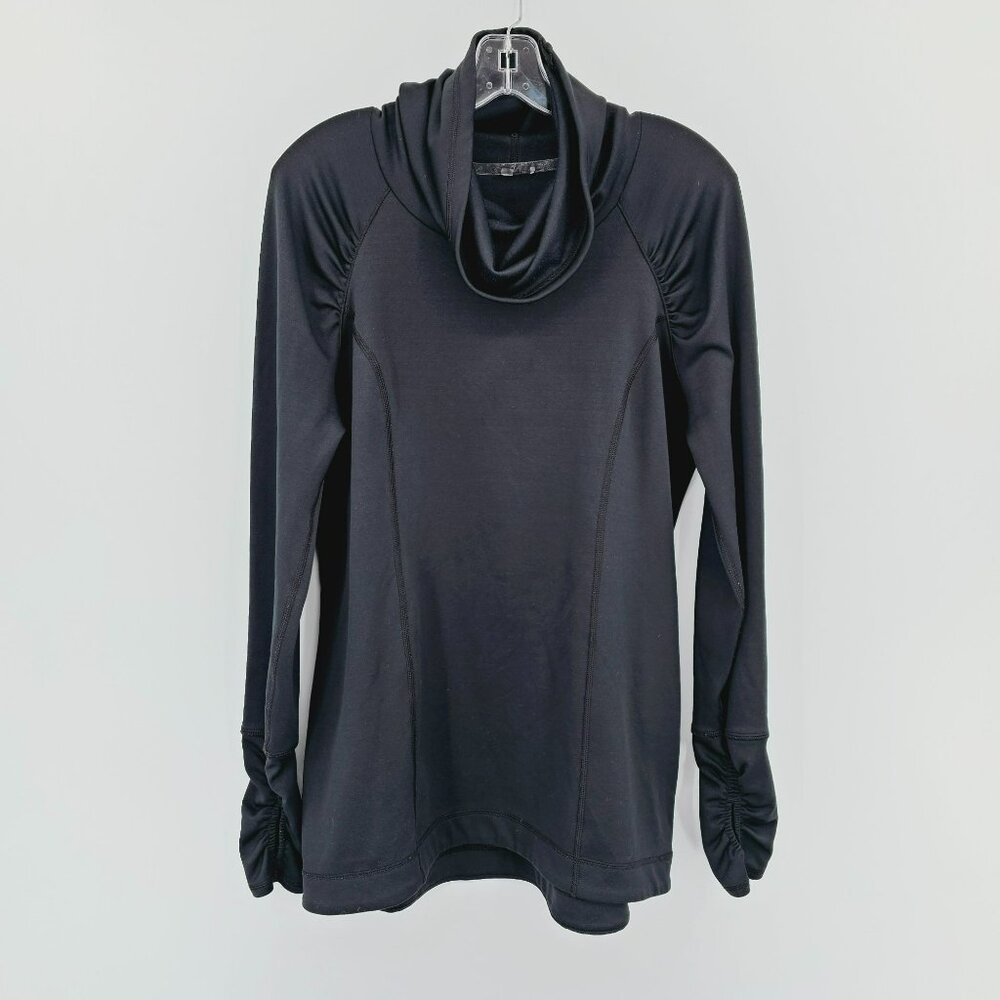 Calia Carrie Underwood Top Raglan Long Sleeve Cowl Neck Black Thumb Holes Active